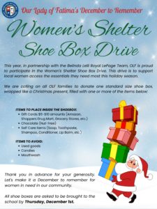 OLF Christmas Woman’s Shelter Shoe Box Drive